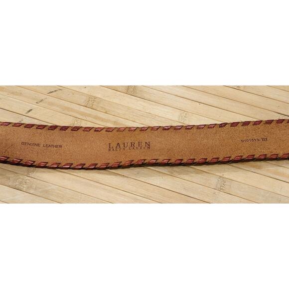 Ralph Lauren Tan Brown Floral Embossed Genuine Leather Belt Women’s Size M ? main image 6